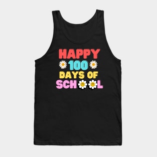 Happy 100th Day Of School Teacher Kids Retro Groovy 100 Day Tank Top